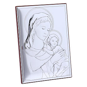 Bild aus Bilaminat von Madonna mit Jesuskind mit Rűckseite aus edlem Holz, 18 x 13 cm