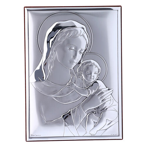 Bild aus Bilaminat von Madonna mit Jesuskind mit Rűckseite aus edlem Holz, 18 x 13 cm 1
