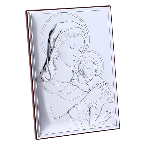 Bild aus Bilaminat von Madonna mit Jesuskind mit Rűckseite aus edlem Holz, 18 x 13 cm 2