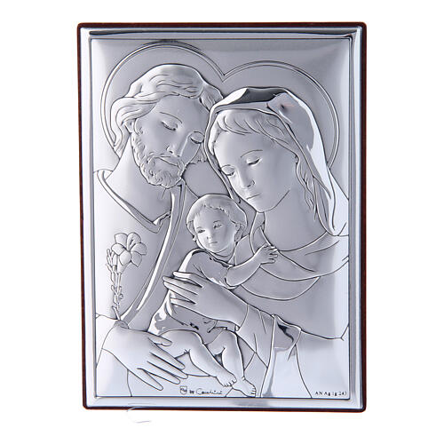 Bild aus Bilaminat der Heiligen Familie mit Rűckseite aus edlem Holz, 12 x 8 cm 1