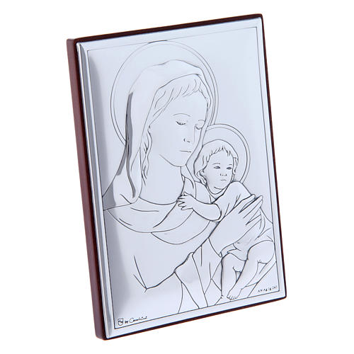 Obraz Matka Boża z Dzieciątkiem bilaminat tył z prestiżowego drewna 12x8 cm 2
