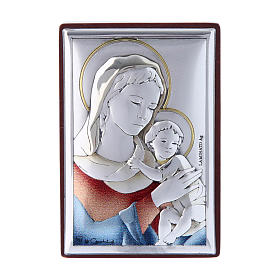 Cadre 6x4 cm en bi-laminé avec support en bois massif Vierge et Enfant couleurs