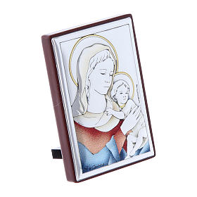 Cadre 6x4 cm en bi-laminé avec support en bois massif Vierge et Enfant couleurs