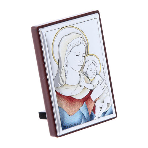 Obraz Madonna i Dzieciątko Jezus bilaminat kolorowy tył z prestiżowego drewna 6x4 cm 2