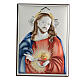 Sacred Heart of Jesus painting in laminboard with refined wooden back 18X13 cm s1