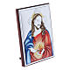 Sacred Heart of Jesus painting in laminboard with refined wooden back 11X8 cm s2