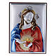 Sacred Heart of Jesus painting in laminboard with refined wooden back 11X8 cm s1
