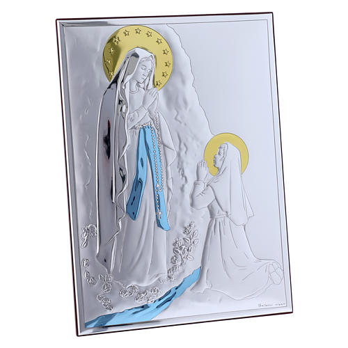 Cadre en bi-laminé avec arrière en bois massif Notre-Dame de Lourdes 26x19 cm 2