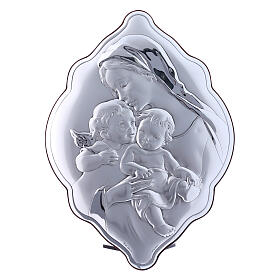 Bild aus Bilaminat mit Rűckseite aus edlem Holz mit Maria, Jesuskind und Engel, 31 x 21 cm