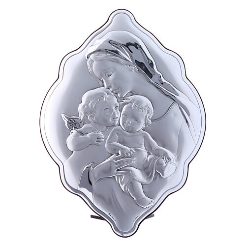 Bild aus Bilaminat mit Rűckseite aus edlem Holz mit Maria, Jesuskind und Engel, 31 x 21 cm 1