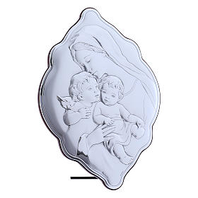 Cuadro de bilaminado con parte posterior de madera preciosa María Niño Jesús y Ángel 31x21 cm