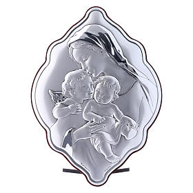 Cadre 21x14 cm Vierge avec Jésus et Ange bi-laminé avec arrière bois massif