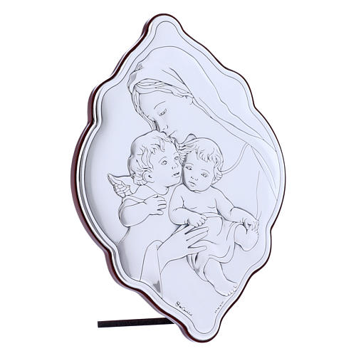 Our Lady, Baby Jesus and Angel painting in laminboard with refined wooden back 21X14 cm 2