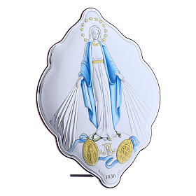 Oval geformtes Bild aus Bilaminat mit Rűckseite aus edlem Holz und unbefleckter Jungfrau Maria, 31 x 21