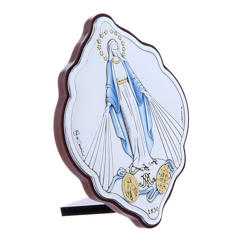 Immaculate Mary painting in laminboard with refined wooden back 10X7 cm 2
