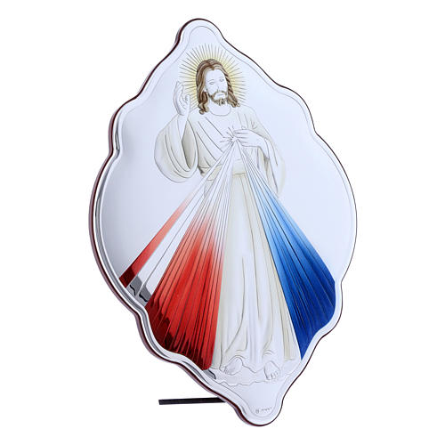 Cadre amande Christ Miséricordieux en bi-laminé avec arrière en bois massif 31x21 cm 2