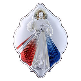 Quadro tipo amêndoa bilaminado com reverso madeira Cristo Misericordioso 31x21 cm