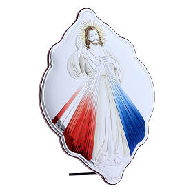 Quadro tipo amêndoa bilaminado com reverso madeira Cristo Misericordioso 31x21 cm