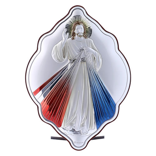 Obraz Jezus Miłosierny bilaminat kolorowy tył z prestiżowego drewna 21x14 cm 1