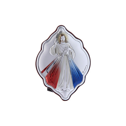 Obraz Jezus Miłosierny bilaminat kolorowy tył z prestiżowego drewna 10x7 cm 4