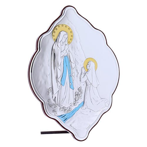 Bild aus Bilaminat mit Rűckseite aus edlem Holz und Madonna von Lourdes, 21 x 14 cm 2