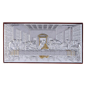 Bild aus Bilaminat vom letzten Abendmahl mit Rűckseite aus edlem Holz, 4,7 x 9,4 cm