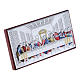 The Last Supper painting in colored laminboard with refined wooden back 4,7X9,4 cm s2
