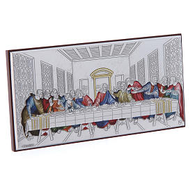 The Last Supper painting in coloured laminboard with refined wooden back 7,5X15 cm