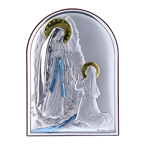 Obraz Madonna z Lourdes bilaminat kolorowy tył z prestiżowego drewna 18x13 cm 1