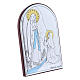 Cuadro Virgen de Lourdes bilaminado parte posterior madera preciosa 12x8 cm s2