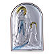 Our Lady of Lourdes painting in laminboard with refined wooden back 12X8 cm s1