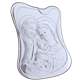 Holy Family painting in laminboard with refined wooden back 32,8X25 cm