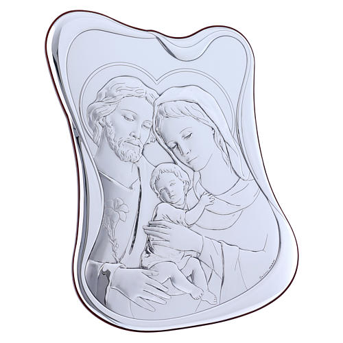 Holy Family painting in laminboard with refined wooden back 32,8X25 cm 2