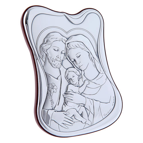 Holy Family painting in laminboard with refined wooden back 14X10 cm 2