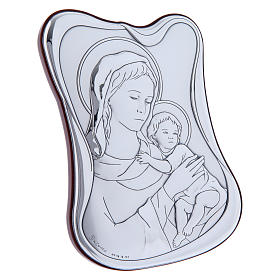 Our Lady with Baby Jesus painting in laminboard with refined wooden back 14X10 cm