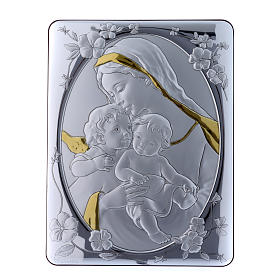 Cadre bi-laminé avec arrière bois massif détails or Vierge ange et Jésus 33x25 cm