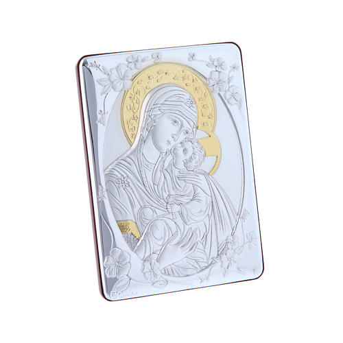 Our Lady of Vladimir painting in laminboard finished in gold and refined wooden back 14X10 cm 2