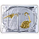 Annunciation painting in laminboard finished in gold and refined wooden back 16,3X21,6 cm s4
