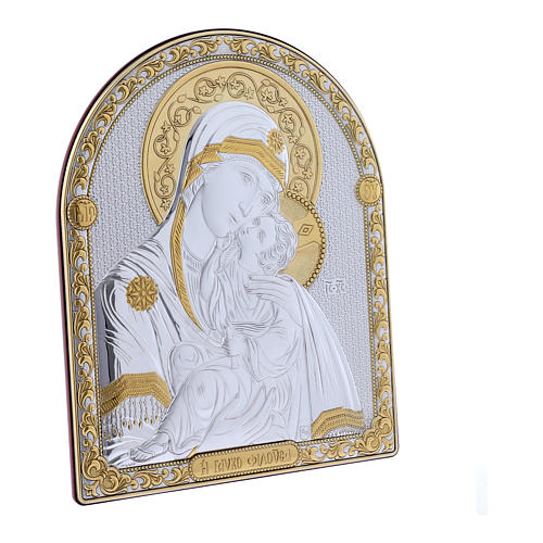 Our Lady of Vladimir painting in laminboard finished in gold and refined wooden back 24,5X20 cm 2
