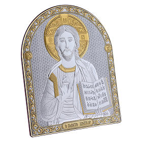 Obraz Chrystus Pantokrator bilaminat złote wyk. tył prestiżowe drewno 24,5x20 cm