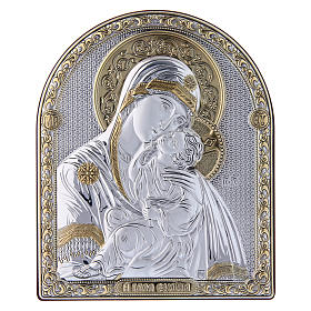 Our Lady of Vladimir painting in laminboard finished in gold and refined wooden back 16,7X13,6 cm