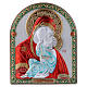 Our Lady of Vladimir painting red in laminboard finished in gold and refined wooden back 16,7X13,6 cm s1
