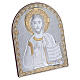 Cuadro Cristo Pantocrátor bilaminado parte posterior madera preciosa detalles oro 16,7X13,6 cm s2
