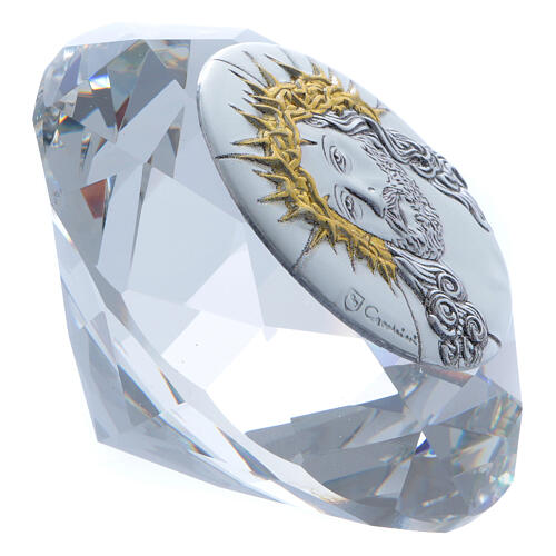 Diamant mit Metallplatte "Ecce Homo", 4 cm 2