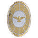 Goldfarbiges rundes Bild mit Taube aus Bilaminat, 15 x 10 cm s1