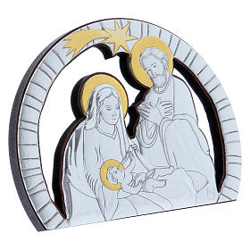 Quadro Sagrada Família em alumínio e madeira maciça 10x14 cm