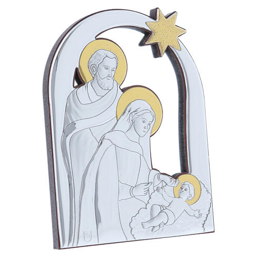 Obraz Narodziny Jezusa z Gwiazdą Kometą z aluminium i drewna 14x10 cm 2