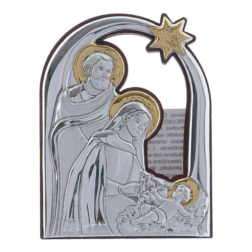 Holy Family and comet painting in aluminium 6,4X4,8 cm 1