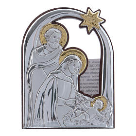 Holy Family and comet painting in aluminium 6,4X4,8 cm