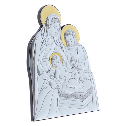 Holy Family painting in aluminium with wooden back 21,6X16,3 cm 2